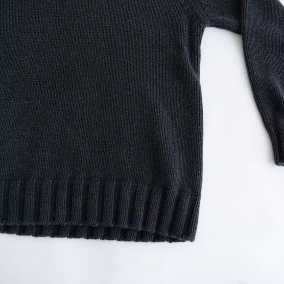 Vintage Eddie Bauer Navy 100% Cotton Knit Warm Winter Crew Neck Sweater Large - Picture 5 of 8